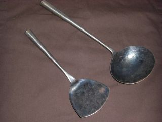 Early Hand Forged / Hand Hammered / Wrought Iron Spatula & Spoon Ladle photo