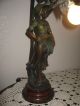 Vintage French Lady Figural Spelter Newel Post Lamp Art Nouveau Lamp 3 Day Sale Lamps photo 6