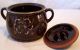 Vintage Japanese Export Brown Clay Hand Painted Tea Caddy Biscuit Jar Tea Caddies photo 3