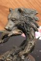 Young Bear With Catch Of The Day Bronze Sculpture Art Deco Marble Base Figurine Metalware photo 1
