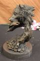 Young Bear With Catch Of The Day Bronze Sculpture Art Deco Marble Base Figurine Metalware photo 7