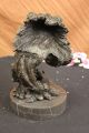 Young Bear With Catch Of The Day Bronze Sculpture Art Deco Marble Base Figurine Metalware photo 8
