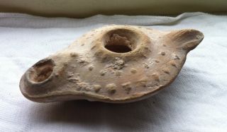Roman Terracotta Oil Lamp Recovered From The Holy Land In The Late 19th Century photo