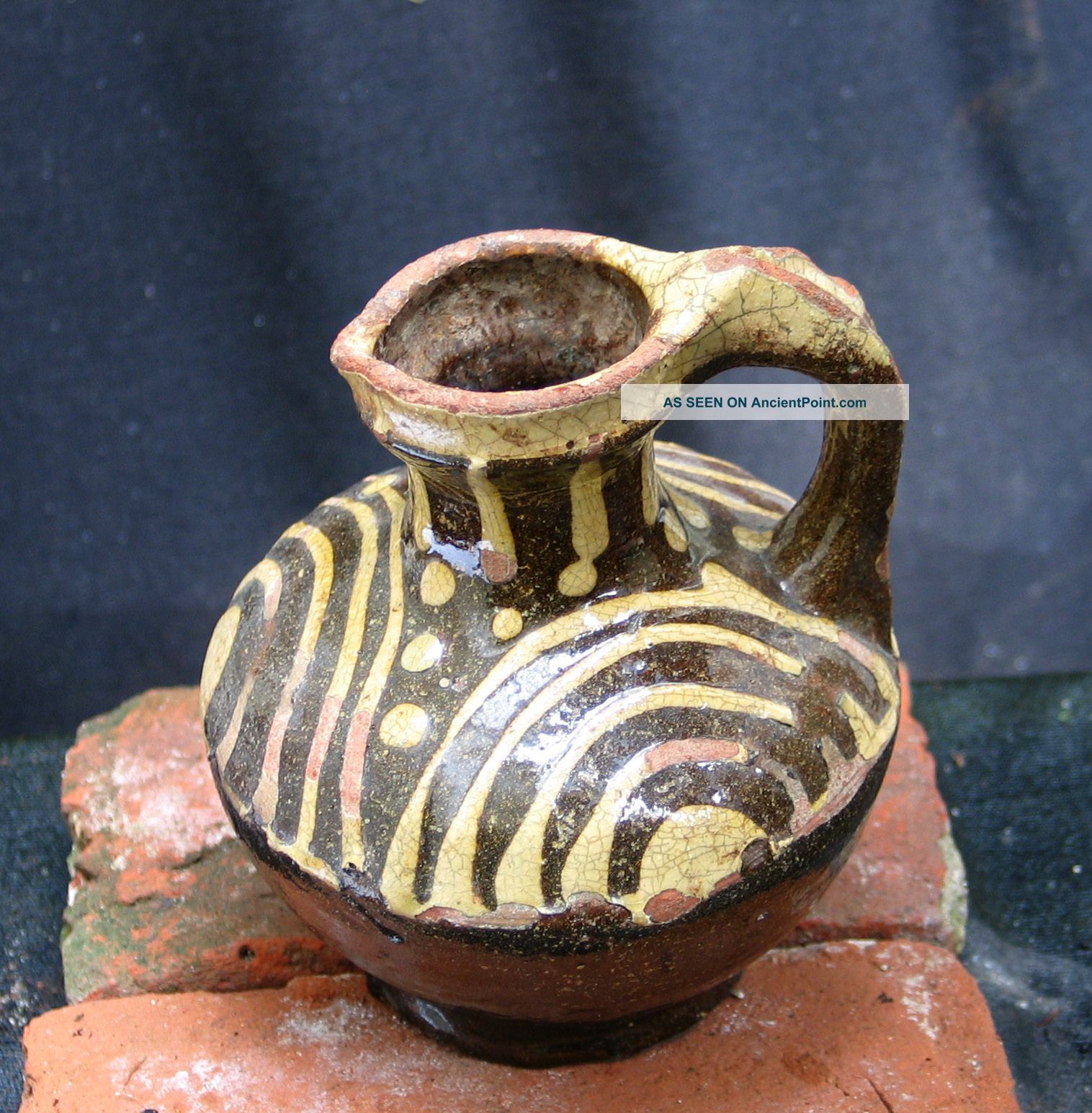 And Very Rare 17th Century Dutch Ceramic Slibware Jug 17th.  Century. Jugs photo