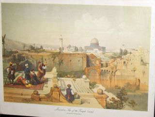 Antique David Roberts Print Framed Jerusalem Lite Temple 1839 Holy City Litho photo