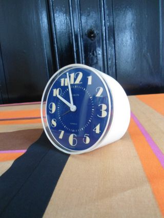 Rare New Old Stock Vintage 1974 Europa Uhren Blue White Alarm Clock Wecker photo