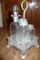 Antique Vintage Glass Caster Cruet Set With 4 Bottles Shakers & Metal Handle Other photo 2