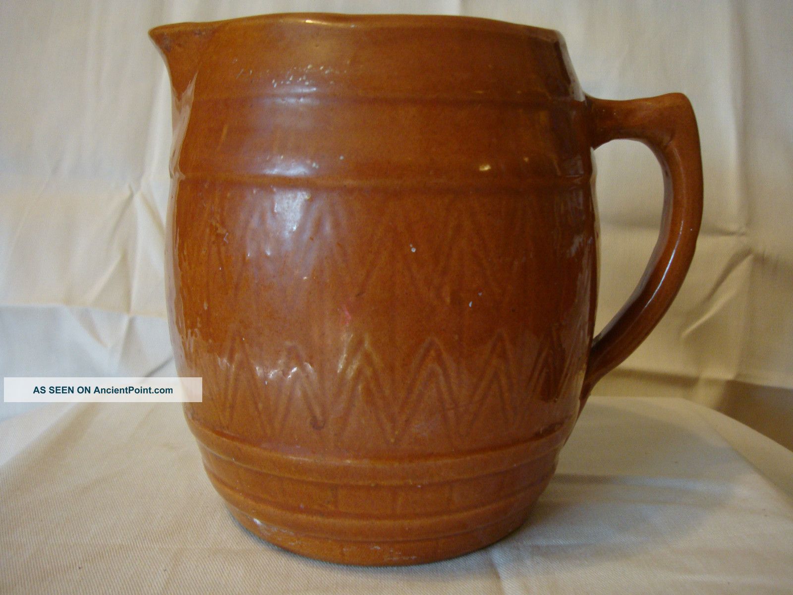 Antique - Vintage Brown Stoneware Water Or Milk Pitcher Hearth Ware photo