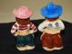 Antique Mr & Mrs Dressed Up Cowboy Donald Duck Salt & Pepper Shaker Other photo 2