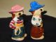 Antique Mr & Mrs Dressed Up Cowboy Donald Duck Salt & Pepper Shaker Other photo 3
