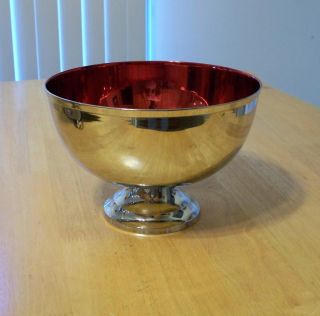 Towle Silverplated 9 Inch Diameter Red Enamel Footed Bowl photo