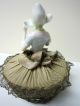 Lovely Antique Porcelain Pin Cushion Doll W/legs - German - Excellent Pin Cushions photo 9