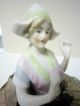 Lovely Antique Porcelain Pin Cushion Doll W/legs - German - Excellent Pin Cushions photo 1