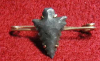Antique 10kt Gold Mount With Indian Arrow Head photo