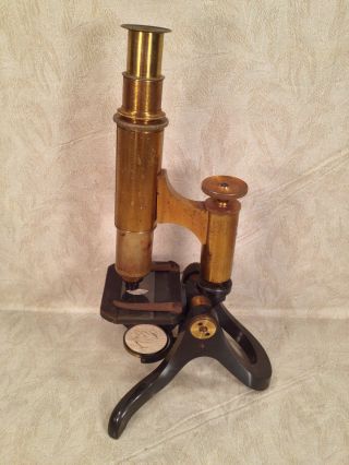 Antique Henry Crouch Microscope 4168 London James W Queen & Co Philadelphia photo
