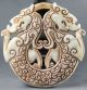 Chinese Hetian Jade Hand - Carved Double Dragon Design Pendant 2.  8 Inch Dragons photo 1