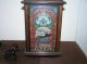 Antique Stained Glass Table Lamp In Wooden Frame. . 1900-1940 photo 4