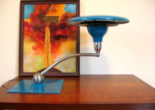 Mid Century Modern Ufo Atomic Wheeler Table Lamp photo