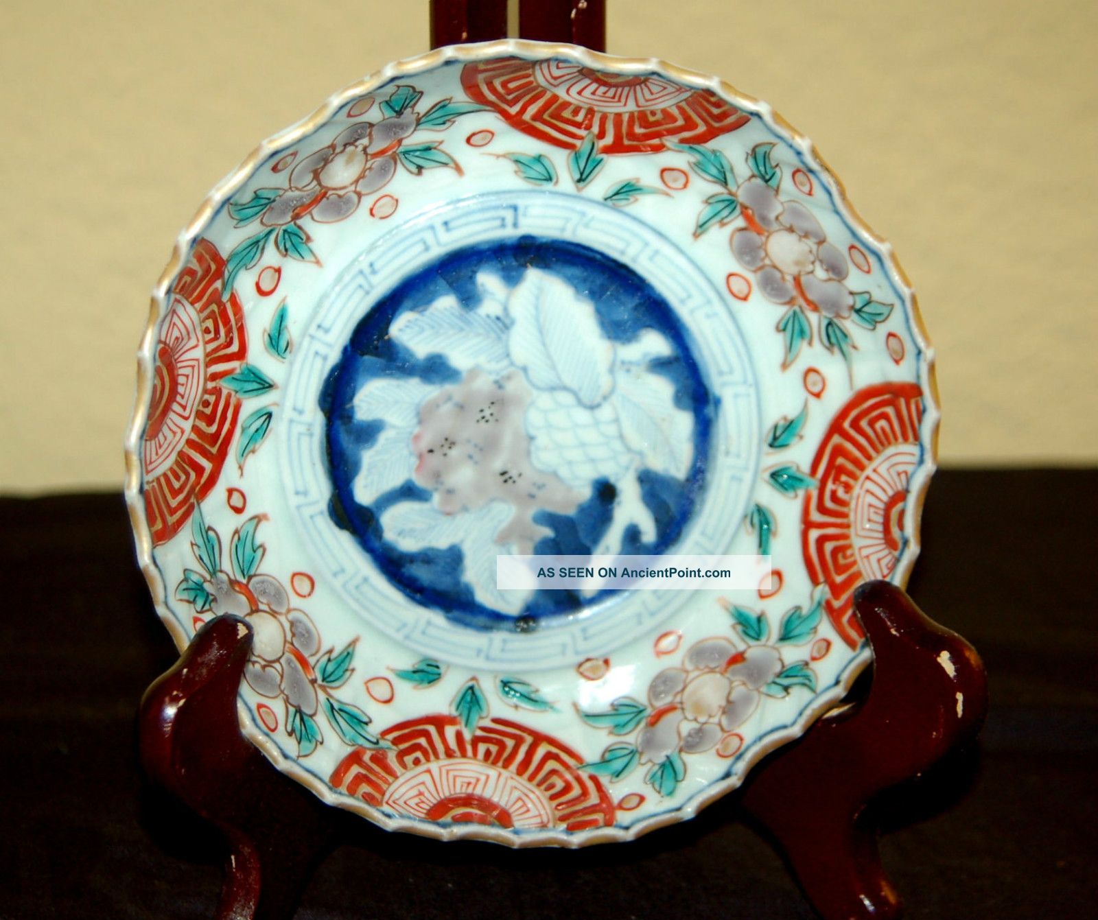 Antique Edo Japanese Imari Bowl Celadon,  Iron Red,  Blue 6 Inches Bowls photo