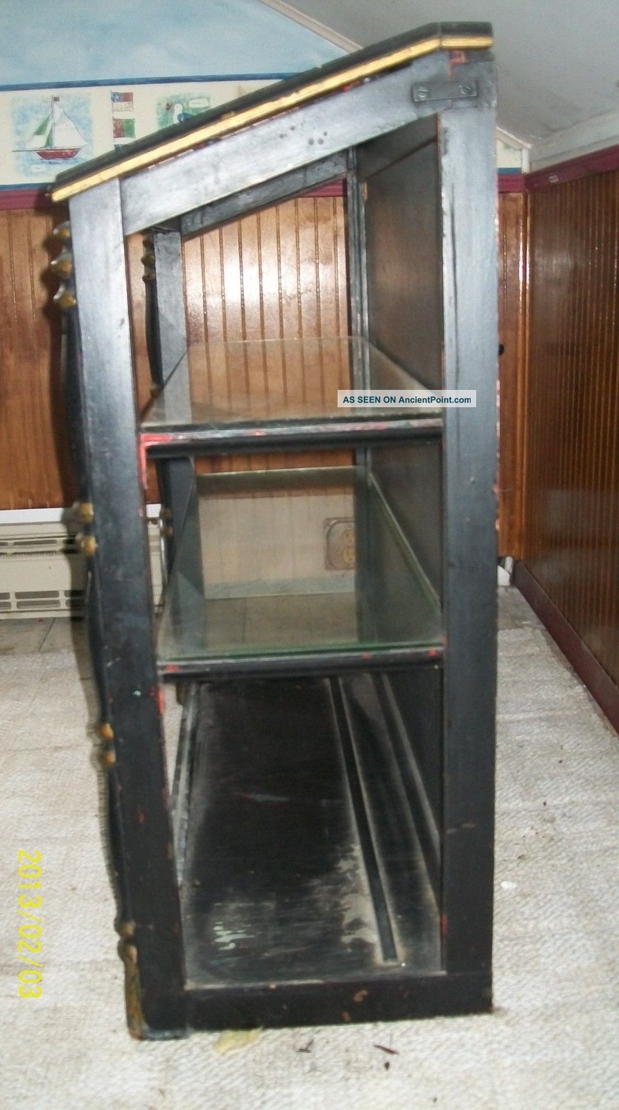 Antique Slant Top Wood And Glass Counter Top Display Case,  Three Glass Shelves, Unknown photo