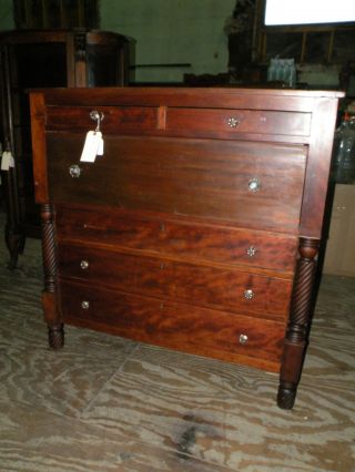 Antique Empire Cherry Bedroom Butlers Chest Dresser Drop Front Desk Secretary photo