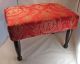 Antique Wood Red Neo Classical Fabric Foot Stool Ottoman Foot Rest New Fabric 1900-1950 photo 2
