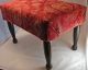 Antique Wood Red Neo Classical Fabric Foot Stool Ottoman Foot Rest New Fabric 1900-1950 photo 5