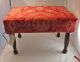Antique Wood Red Neo Classical Fabric Foot Stool Ottoman Foot Rest New Fabric 1900-1950 photo 6
