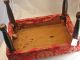 Antique Wood Red Neo Classical Fabric Foot Stool Ottoman Foot Rest New Fabric 1900-1950 photo 7