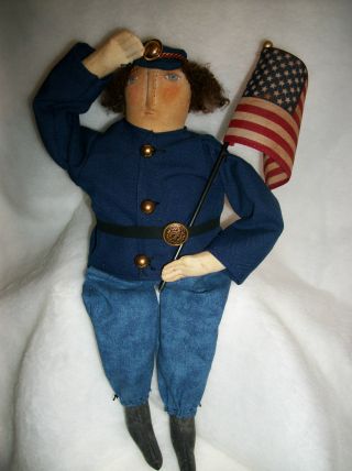 Primitive Doll Folk Art Pattern Yankee Soldier photo