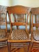 Antique Victorian Oak Press Back Carved Dining/kitchen Chairs Set Of 6 1800-1899 photo 4