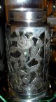 Antique Sterling Silver Overlay Chased Roses Kitchen Or Vanity Jar Bottle Boxes photo 2
