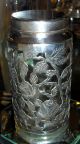 Antique Sterling Silver Overlay Chased Roses Kitchen Or Vanity Jar Bottle Boxes photo 4