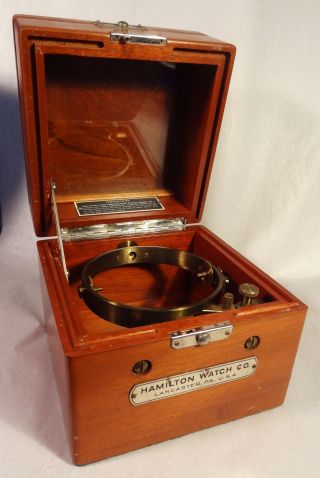 Vintage Hamilton Chronometer Watch Case - Model 22 - Navy - Wood Case Only photo