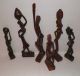 Vintage Six African Wood Hand Carved Folk Art Figurines Sculptures & Statues photo 10