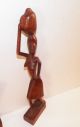 Vintage Six African Wood Hand Carved Folk Art Figurines Sculptures & Statues photo 6