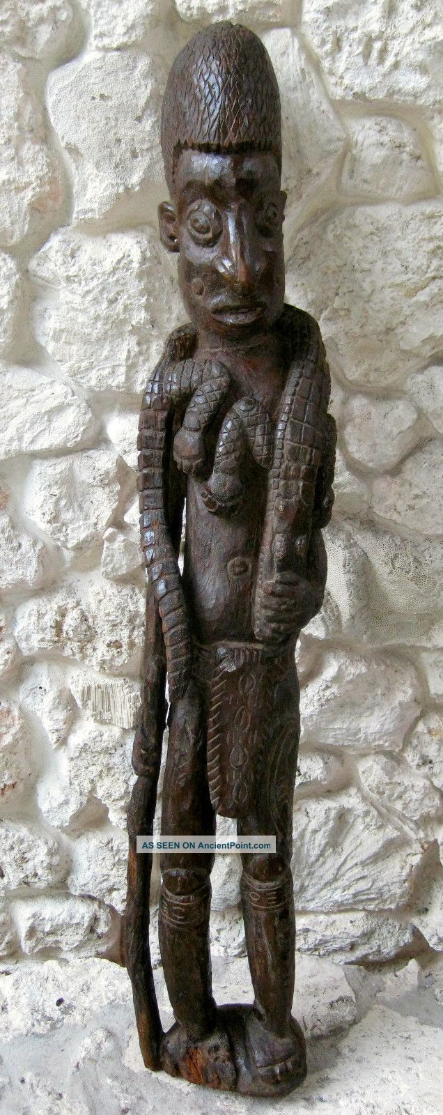 Museum Quality Unique Rare Crocodile Hunter Ancestor Figure - Estate Sale Lot 561 Pacific Islands & Oceania photo