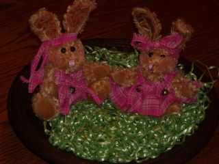 Primitive Brown Plush Bunnies/fabric/decor/holiday/fillers photo