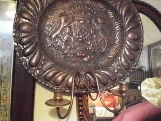 Antique Wall Sconce Candle Holder Copper 19thc Dutch photo