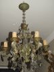 Unusual Antique French Deco Bronze & Crystal Chandelier Fixture Nr Chandeliers, Fixtures, Sconces photo 2