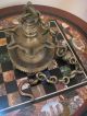 Antique 19th C Judaica Bronze European Shabbat Sabbath Hanging Oil Lamp Judaica Metalware photo 3
