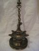Antique 19th C Judaica Bronze European Shabbat Sabbath Hanging Oil Lamp Judaica Metalware photo 8