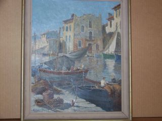 Alfred Quertant Listed French Artist - Oil On Board Canal Des Martiques/ Cannes photo