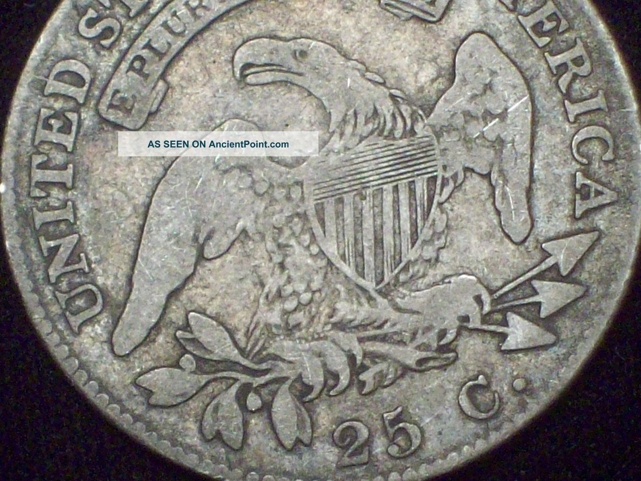 1825 Liberty Cap Bust Quarter Dollar Silver Us Authentic Coin F+ Priced To Sell The Americas photo