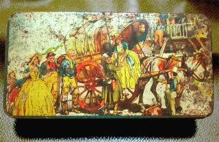 Vintage Box ' Lady On Coach ' Daintee Confectionery Tin Since 1950s photo