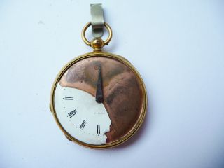 Antique Gilt Cased Pedometer,  Patent,  White Enamel Dial,  For Repair Or Spares. photo