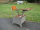 Antique Vintage School House Small Child ' S Desk And Chair Mid Century 1900-1950 photo 8