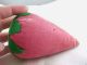 2 Vintage Strawberry Sewing Emery Pin Cushions,  Very Large Size Primitives photo 6