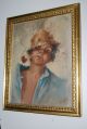 19th Century Victorian Oil On Canvas Female Hobo With Cob Pipe Signed Victorian photo 6