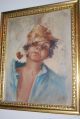 19th Century Victorian Oil On Canvas Female Hobo With Cob Pipe Signed Victorian photo 7